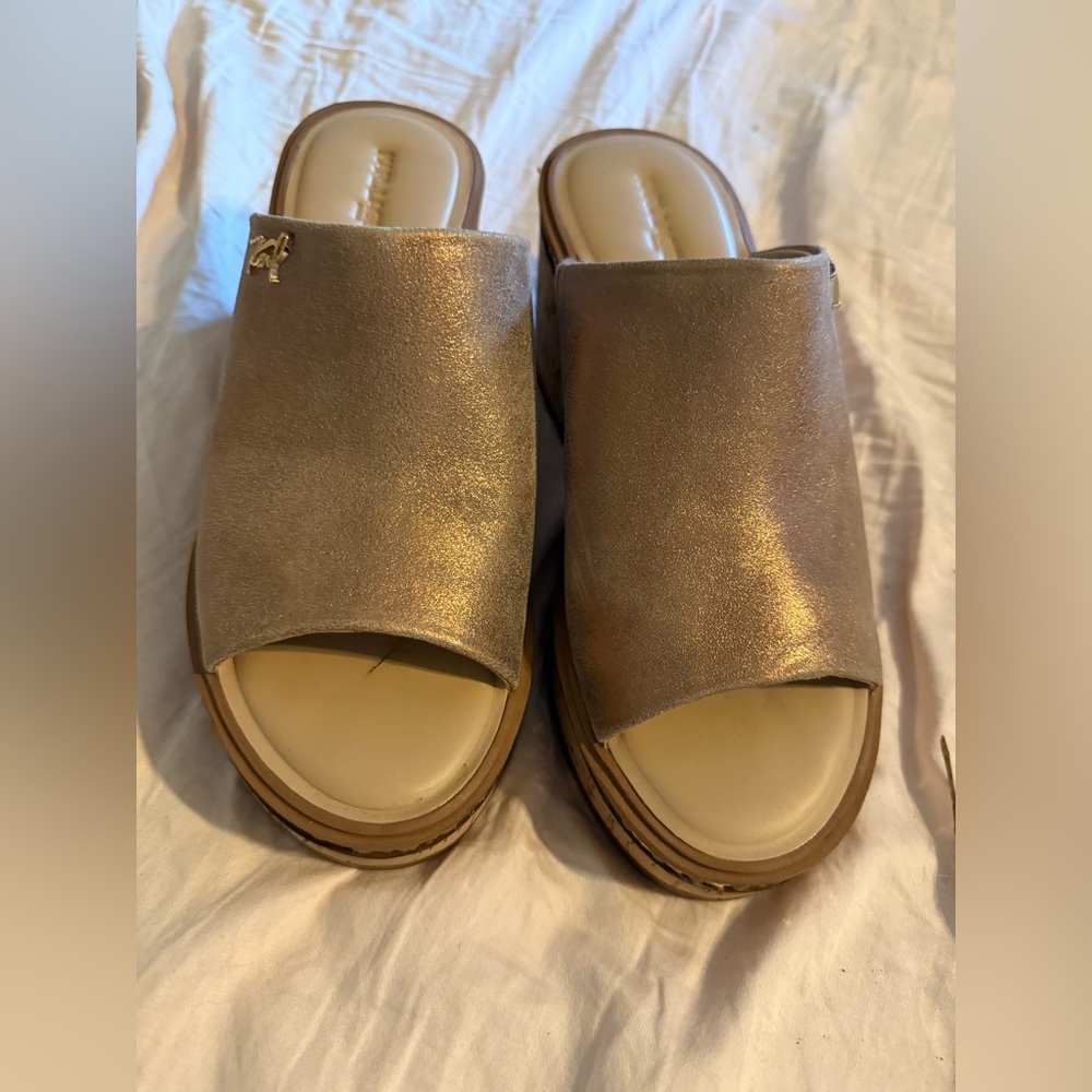 Karl Lagerfeld Silver Mules Modern Minimalist Design